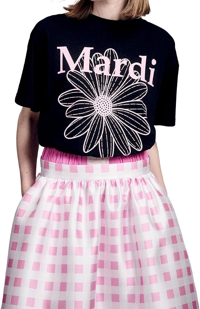 mardi mercredi Women's FLOWERMARDI Graphic T-Shirt, 100% Cotton, Short Sleeve, Soft Relaxed Fit | Amazon (US)