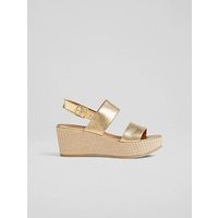 Adriana Gold Leather Raffia Wedges Soft Gold, Soft Gold | L.K. Bennett (UK)