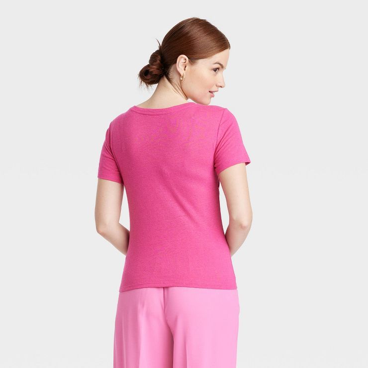Women's Short Sleeve V-Neck Linen T-Shirt - A New Day™ | Target
