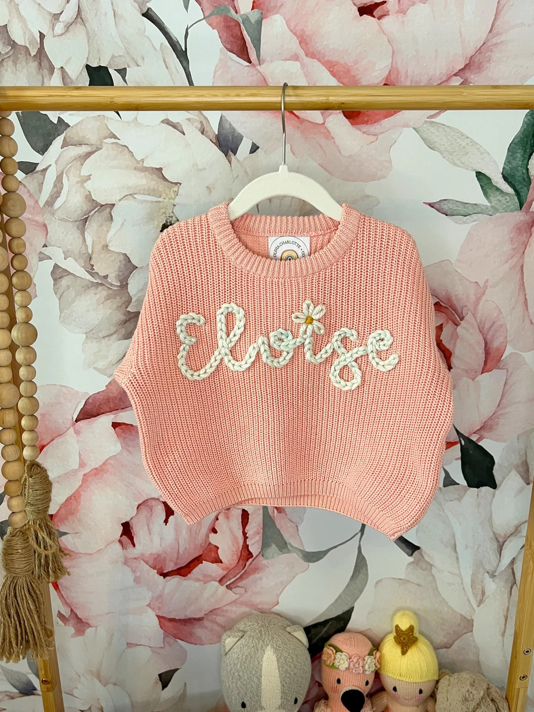 Personalized Name Sweater for Baby and Toddler, Hand Embroidered Chunky Knit - Etsy | Etsy (US)