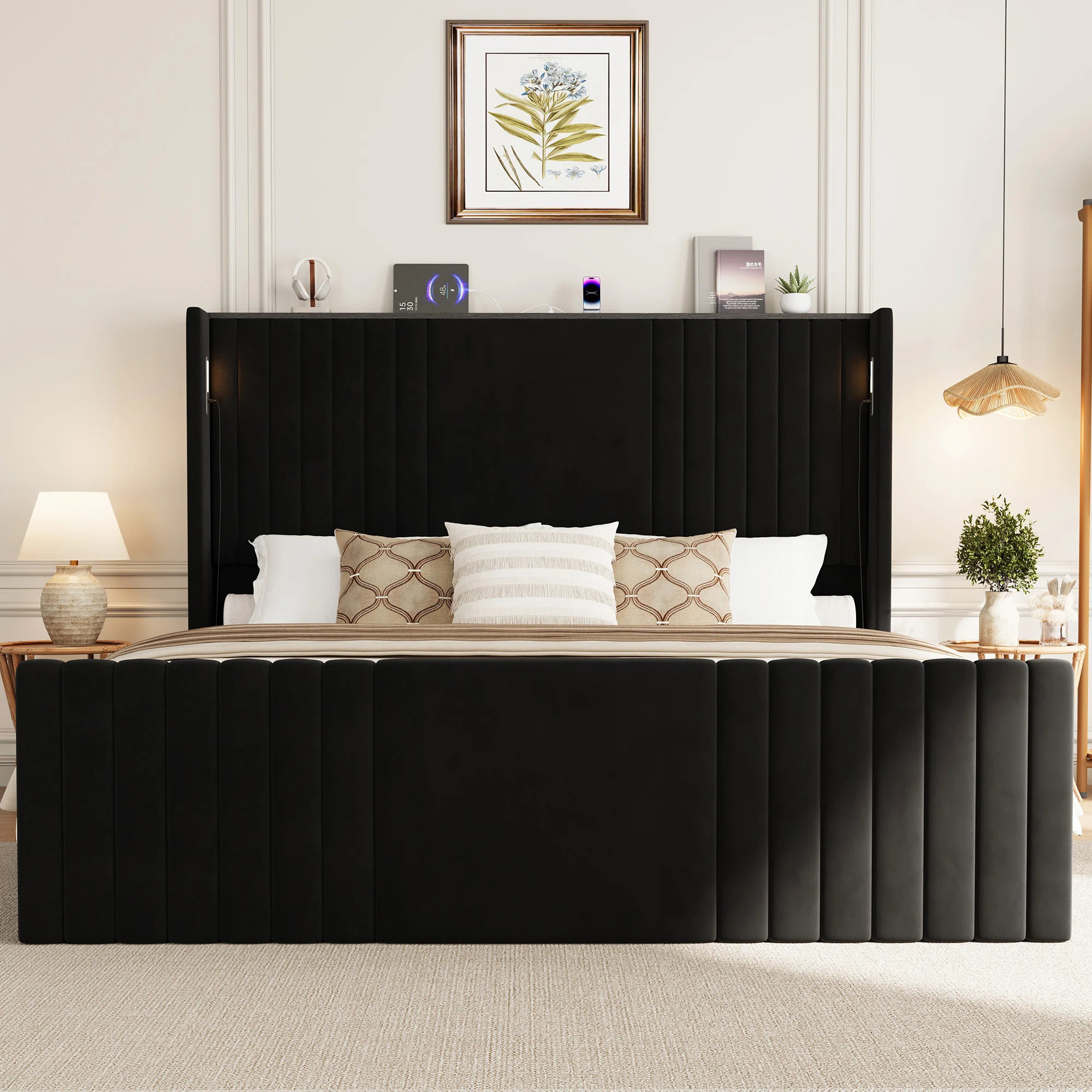Mercer41 Velvet Upholstered Wingback Platform Bed & Reviews | Wayfair | Wayfair North America