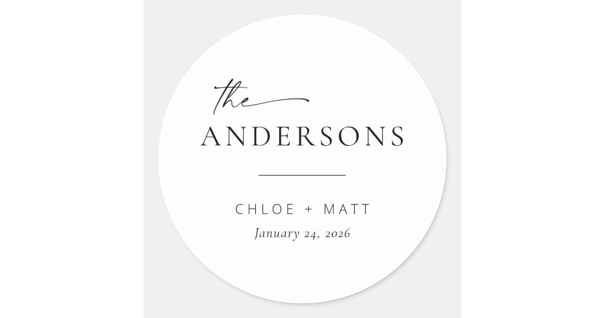 Chic + Simple Modern Script Wedding Favor Stickers | Zazzle | Zazzle