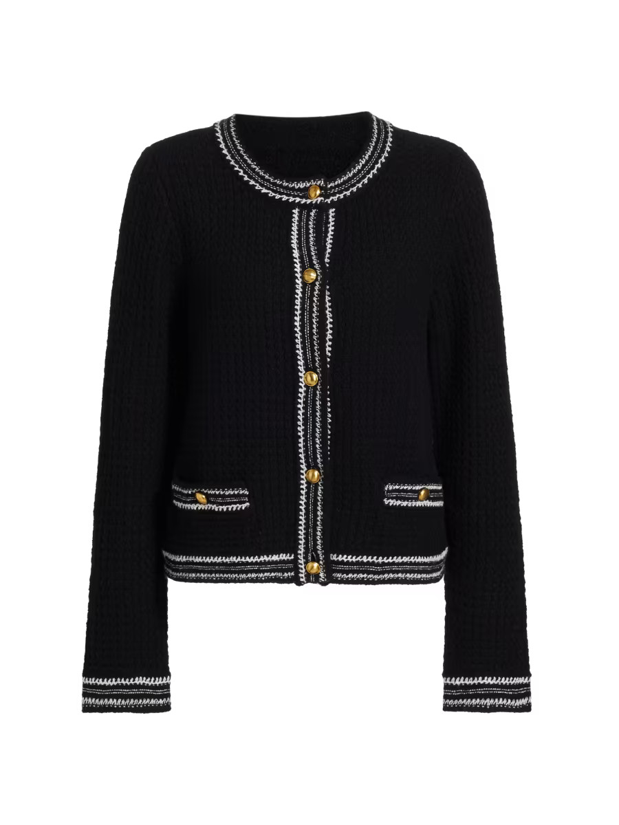 Contrast-Trim Cardigan | Saks Fifth Avenue