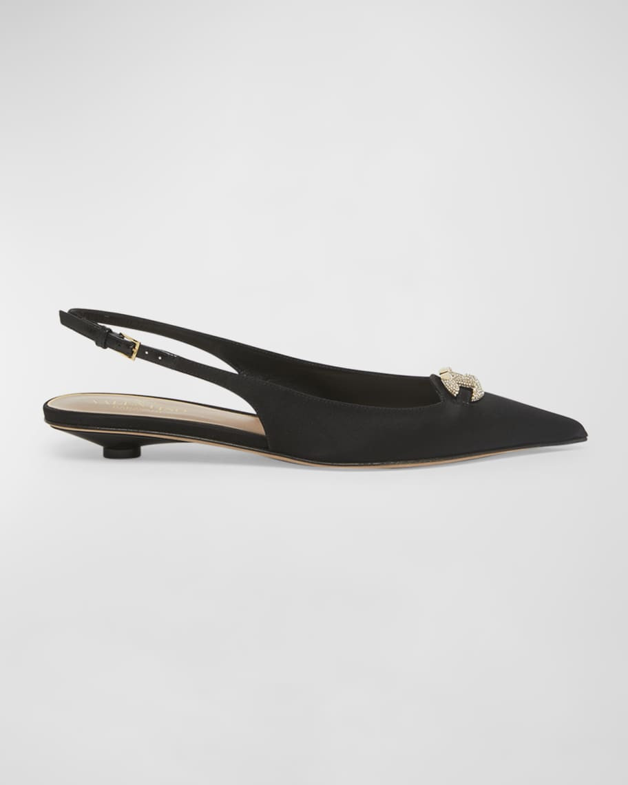 Valentino Garavani VLogo Embellished Medallion Slingback Flats | Neiman Marcus