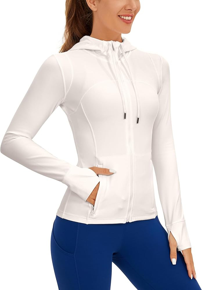 CRZ YOGA Butterluxe Womens Hooded Workout Jacket - Zip Up Athletic Running Jacket with Back Mesh ... | Amazon (US)
