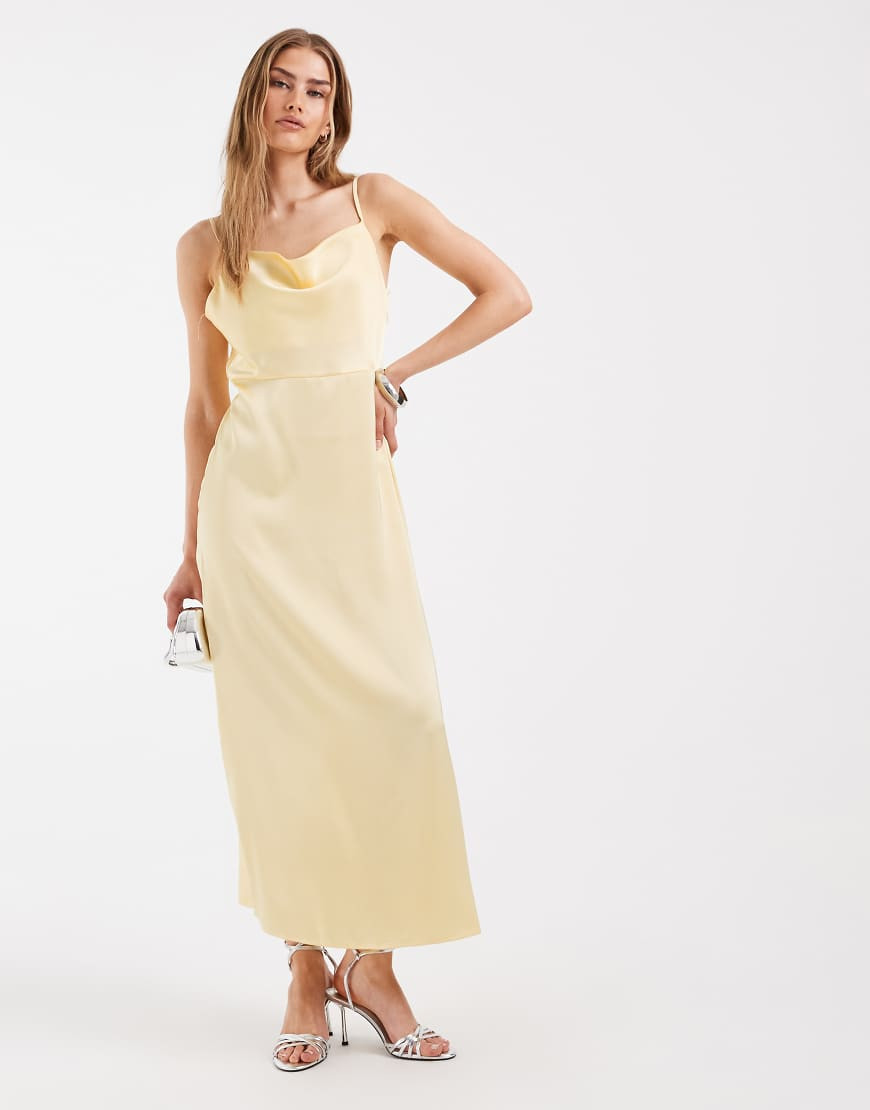 ONLY satin maxi dress in yellow | ASOS (Global)