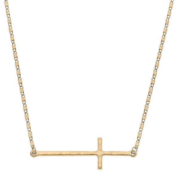 Carmi Cross Necklace in Worn Gold | CANVAS