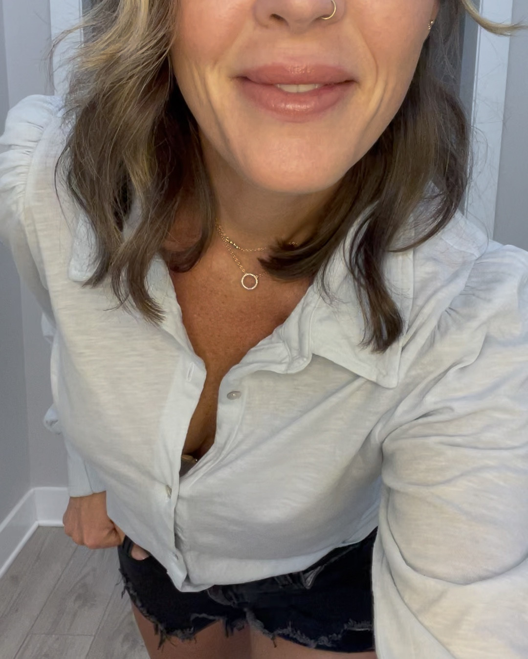 Obsessed with these cut-off (but mom appropriate 😉) shirts from @aerie! I have them in black and blue jean and wear a S/P. 

I love that you can dress them up or down. ♥️

#LTKFindsUnder50 #LTKOver40 #LTKVideo