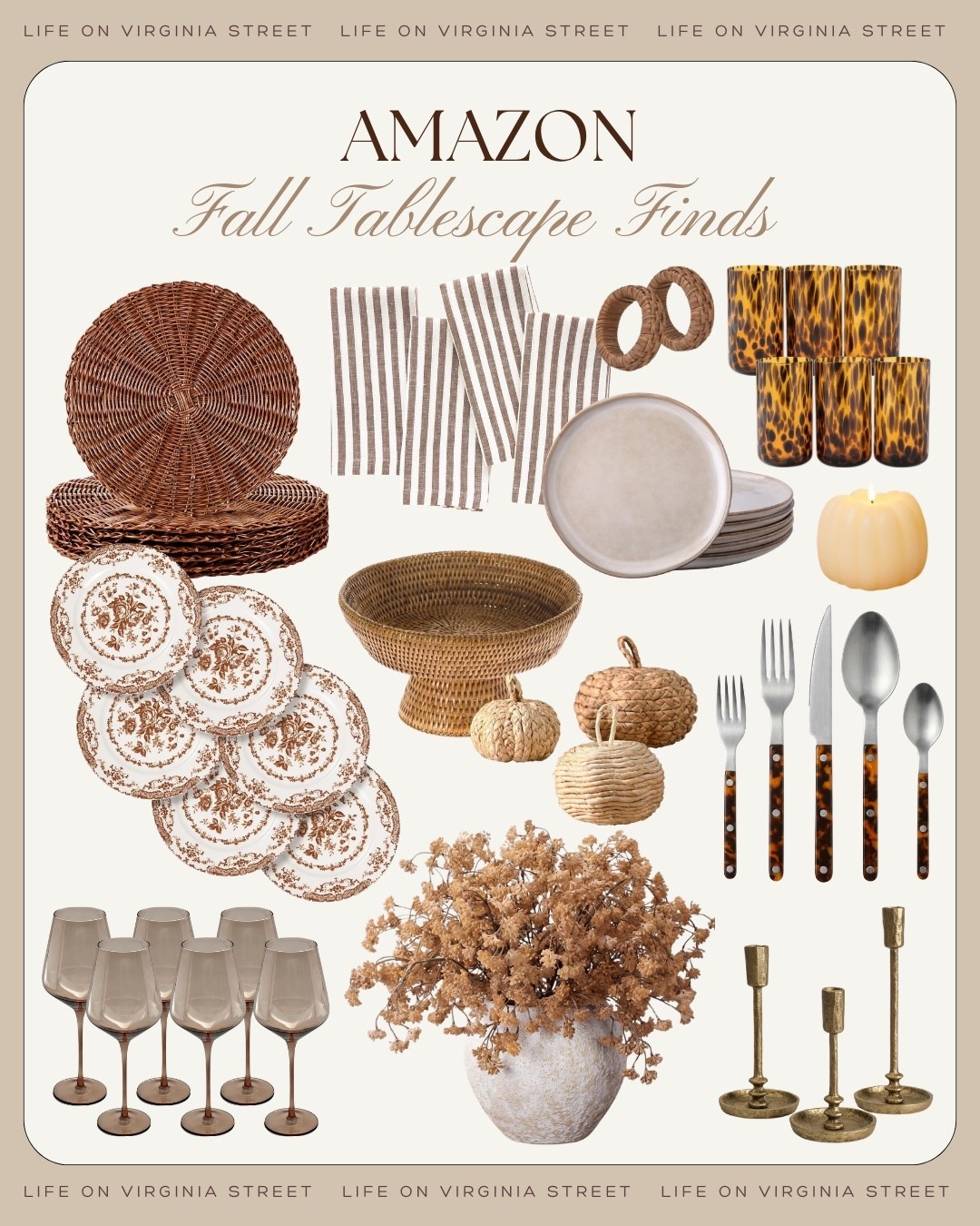 Amazon Fall Tablescape Finds! 🙌🏼

amazon fall tablescape, amazon tablescape finds, amazon fall decor, amazon home decor, fall tablescape, fall table decor, autumn tablescape, fall dining table decor, fall table setting, fall table setting ideas, fall entertaining, fall hosting, autumn entertaining, Thanksgiving tablescape, Thanksgiving table decor, Thanksgiving table setting, harvest table decor, seasonal table decor, neutral fall tablescape, elegant fall tablescape, cozy fall tablescape, modern fall tablescape, traditional fall decor, organic modern fall decor, designer inspired fall decor, dining room decor, dining table centerpiece, fall centerpiece, autumn centerpiece, faux fall stems, fall floral arrangement, eucalyptus stems, maple leaf stems, decorative pumpkins, ceramic pumpkins, velvet pumpkins, candlesticks, taper candles, candle holders, brass candlesticks, hurricane candle holders, table runner, linen table runner, fall tablecloth, cloth napkins, linen napkins, napkin rings, woven placemats, rattan placemats, charger plates, dinnerware, stoneware plates, ceramic dinnerware, serving bowls, serving platters, glassware, wine glasses, amber glassware, goblets, flatware, gold flatware, serving board, wood serving board, decorative bowl, fall kitchen decor, hostess essentials, hosting essentials, dinner party decor, Friendsgiving decor, Thanksgiving hosting, fall home styling, warm neutral decor, brown home decor, burgundy home decor, rust decor, olive green decor, affordable fall decor, amazon home finds

#LTKHome #LTKSeasonal #LTKdayinmylife