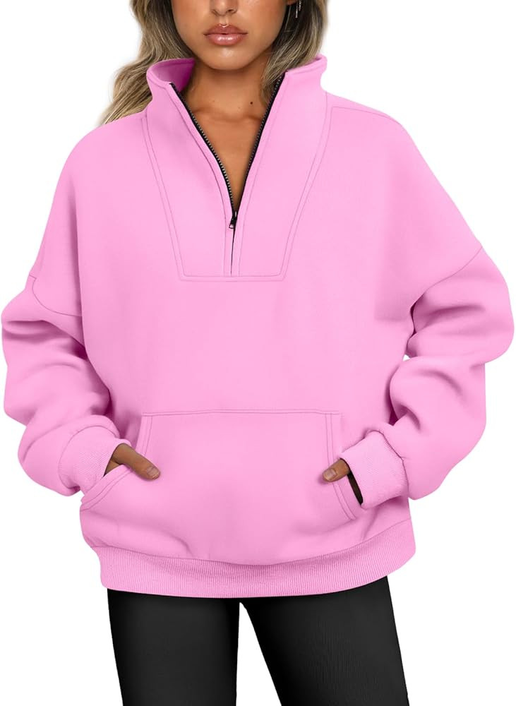Trendy Queen Sweatshirts Half Zip Pullover Quarter Zip Oversized Sweaters Fall Outfits 2023 Y2K Wint | Amazon (US)