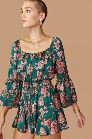 Lela Satin Floral Godet Romper  - francesca's | Francesca's