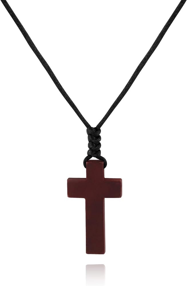 Natural Wood Cross Pendant Necklace for Men Women， Cross for Car Mirror Pendant,Wooden Cross Ne... | Amazon (US)