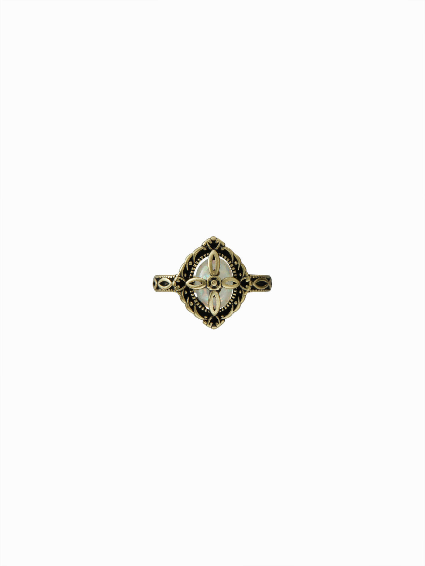 ENGRAVED & GEMSTONE OPEN RING | Cider