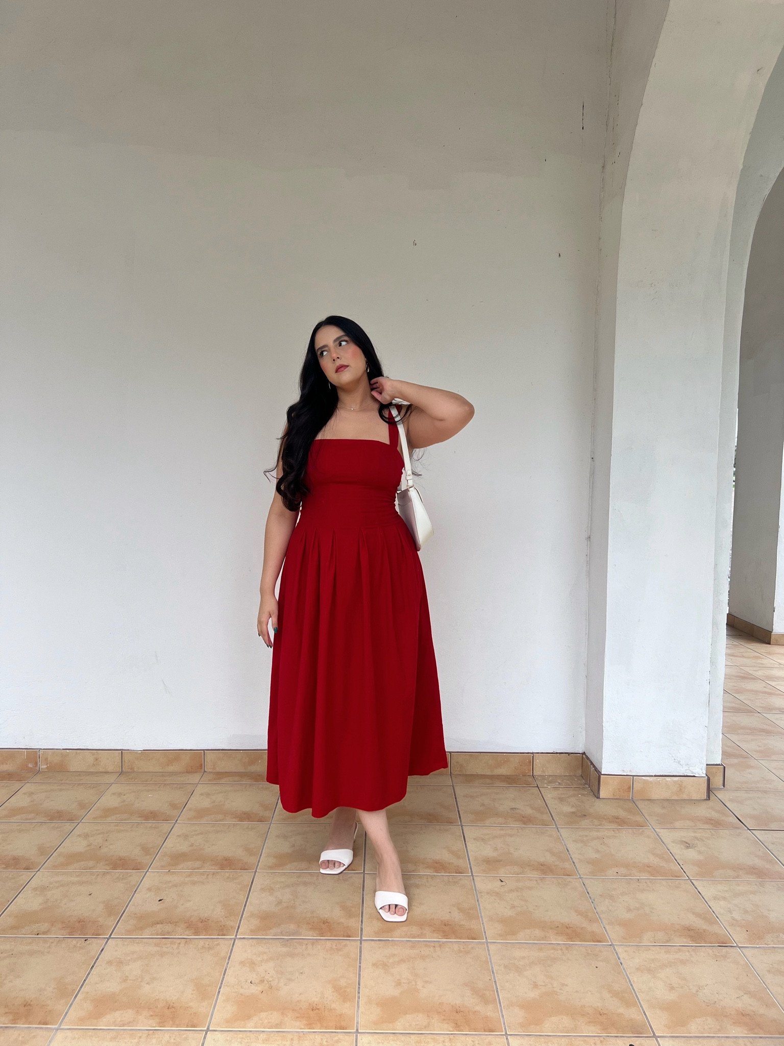 The perfect Christmas Eve or Christmas Day dress. Actually would be perfect for Valentines also, I love a midi dress and the cut of this one is so flattering on the body and waist. I paired it with some old Shoedazzle heeled sandals and my adorable go to Amazon handbag. 

#LTKSeasonal #LTKHoliday #LTKmidsize