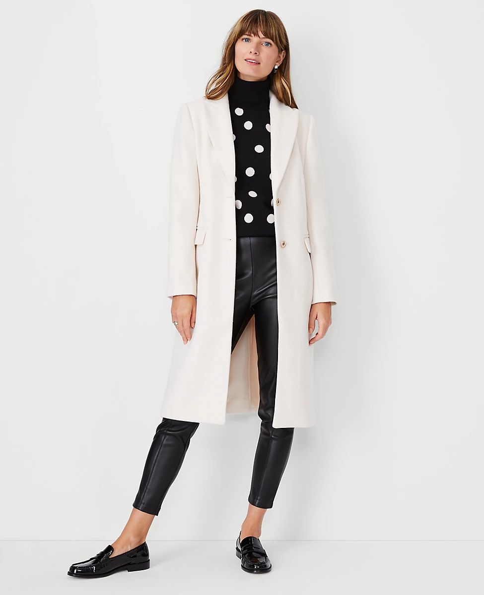 Petite Wool Blend Tailored Chesterfield Coat | Ann Taylor (US)