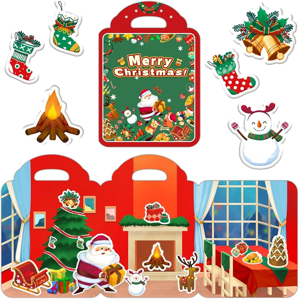 Christmas Reusable Puffy Sticker Book for Kids, Christmas 3D Puffy Sticker Play Set, Christmas St... | Amazon (US)