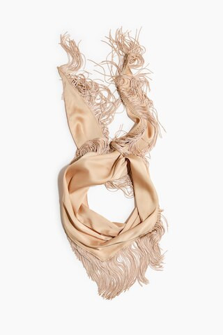 H & M - Fringed Triangle Scarf - Light Beige | H&M (US + CA)
