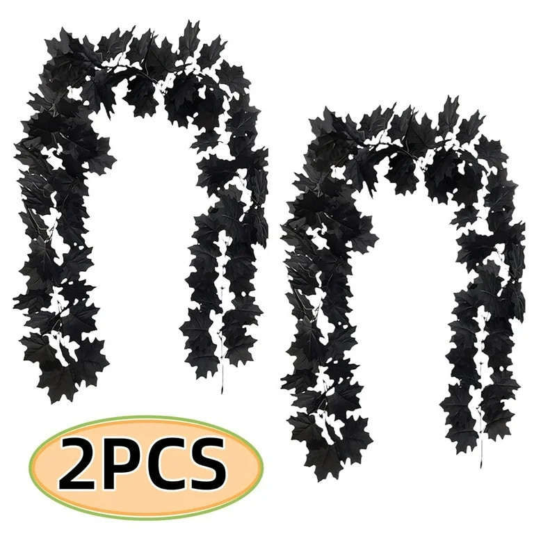 Black Maple Leaf Garland, 2PCS Halloween Artificial Hanging Decorations Thanksgiving,Home, Weddin... | Walmart (US)