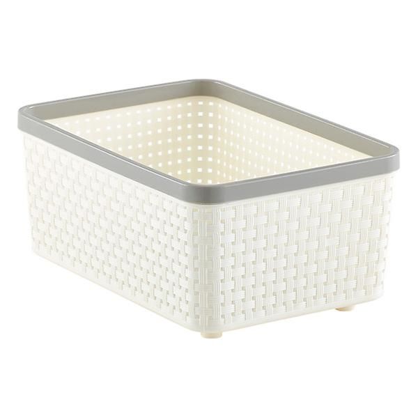 Small Cottage Woven Bin Ivory | The Container Store
