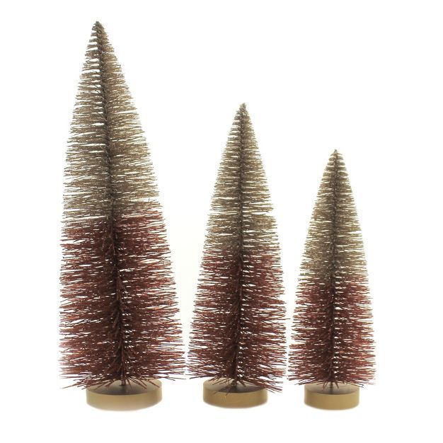 Fall 15.0" Two-Toned Glitter Trees Set Of Three Fall Decor  -  Decorative Figurines | Target