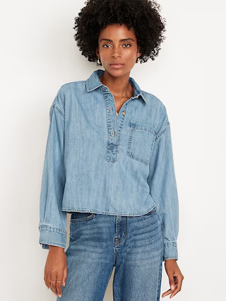 Jean Boyfriend Popover Shirt | Old Navy (US)