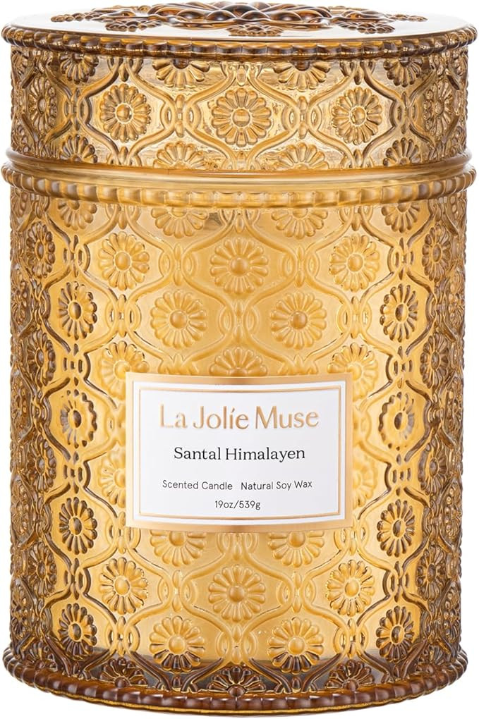 LA JOLIE MUSE Santal Himalayen Candle - Sandalwood, Fig & Amber |19 oz Large Wooden Wick Candle |... | Amazon (US)
