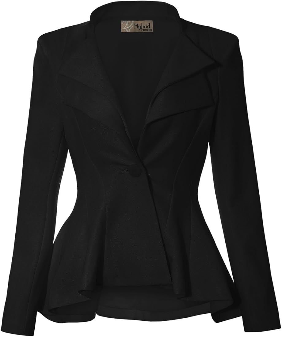 Hybrid & Company Women Double Notch Lapel Sharp Shoulder Pad Office Blazer | Amazon (US)