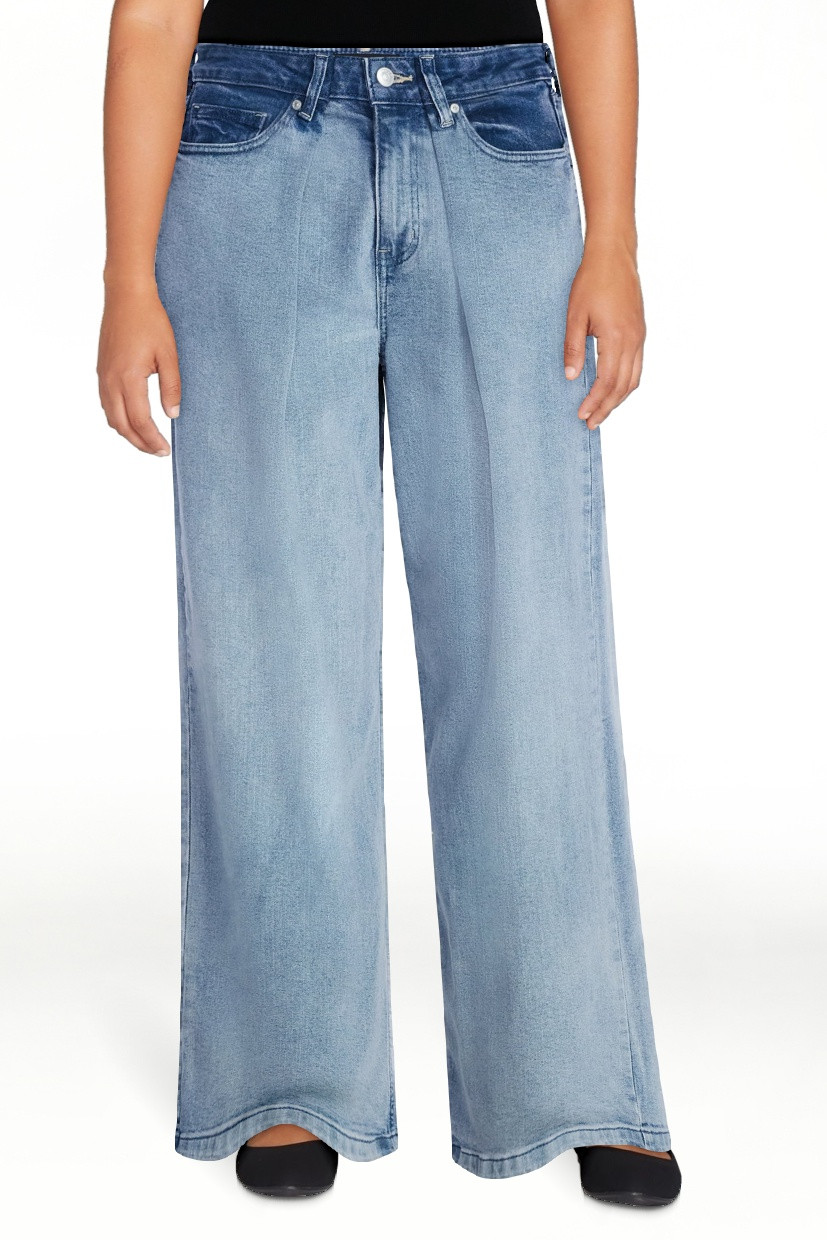 Scoop Women's and Women's Plus Mid-Rise Colorblock Wide Leg Jeans, Available in Short, Reg, and L... | Walmart (US)
