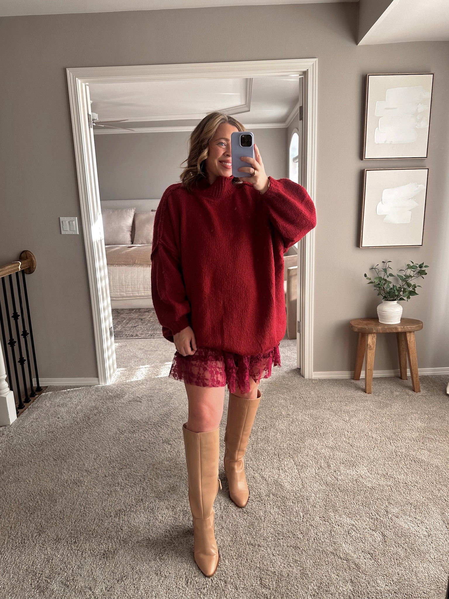 Midsize Valentine's Day Date Night OOTD. ❤️ I'm wearing a Medium in the sweater and XL in the slip dress.  

 #LTKMidsize #LTKFindsUnder50 #LTKFindsUnder100