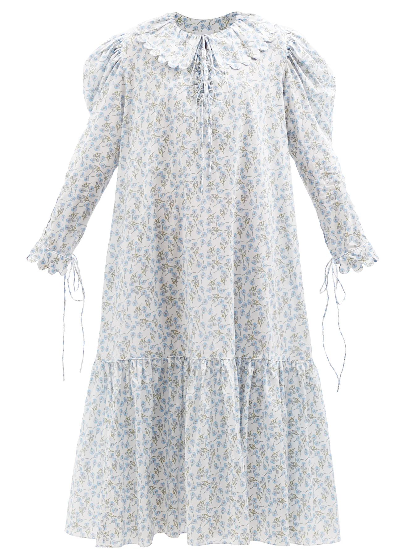 Elena puff-sleeve floral-print cotton-poplin dress | Horror Vacui | Matches (US)