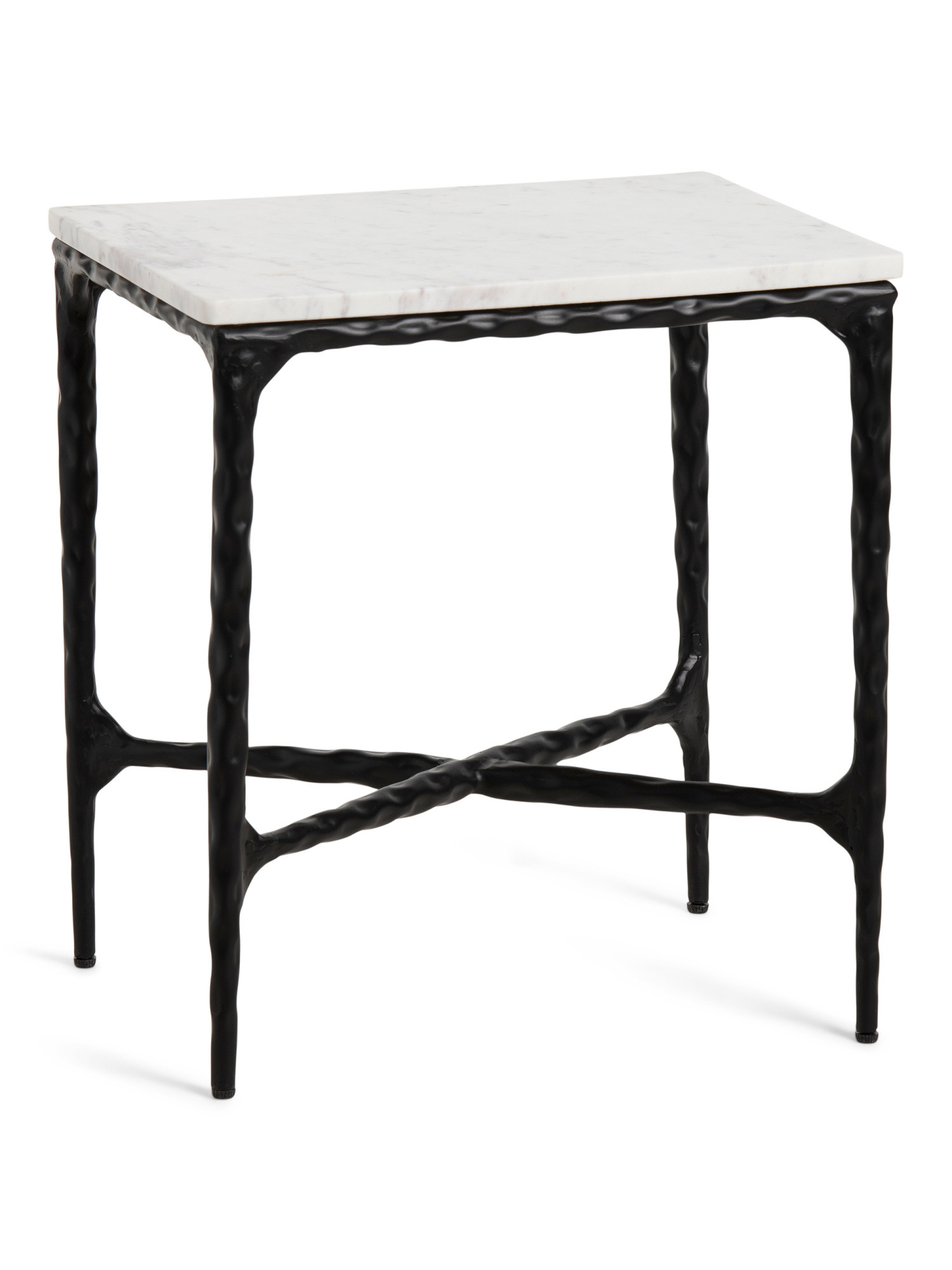 18x14x20 Marble Top Hammered Iron Side Table | TJ Maxx