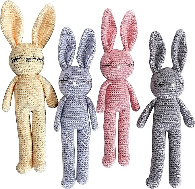 Moni's Choice Baby Stuffed Crochet Animals Easter Bunny Plush Soft Autism Baby Sleep Toy Newborn ... | Amazon (US)