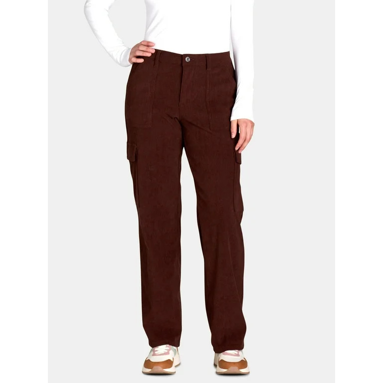 No Boundaries Corduroy Straight Leg Pants, 31" Inseam, Women's | Walmart (US)