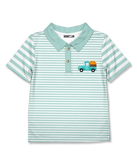 Mint Stripe Pumpkin & Truck Polo - Infant, Toddler & Boys | Zulily