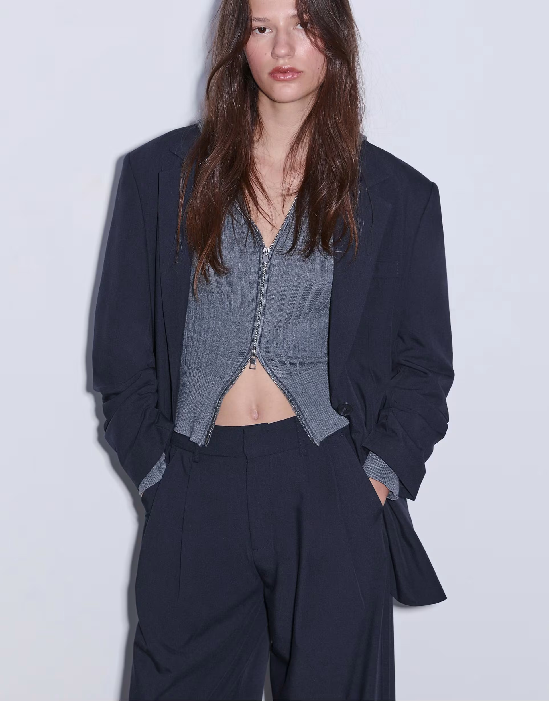 Stradivarius - Blazer oversize - Bleu foncé | ASOS (Global)