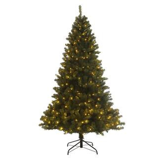 7.5 ft. Pre-lit Christmas Tree Artificial Hinged Xmas Tree with 400 Pre-strung Led Lights Foldable Stand | The Home Depot