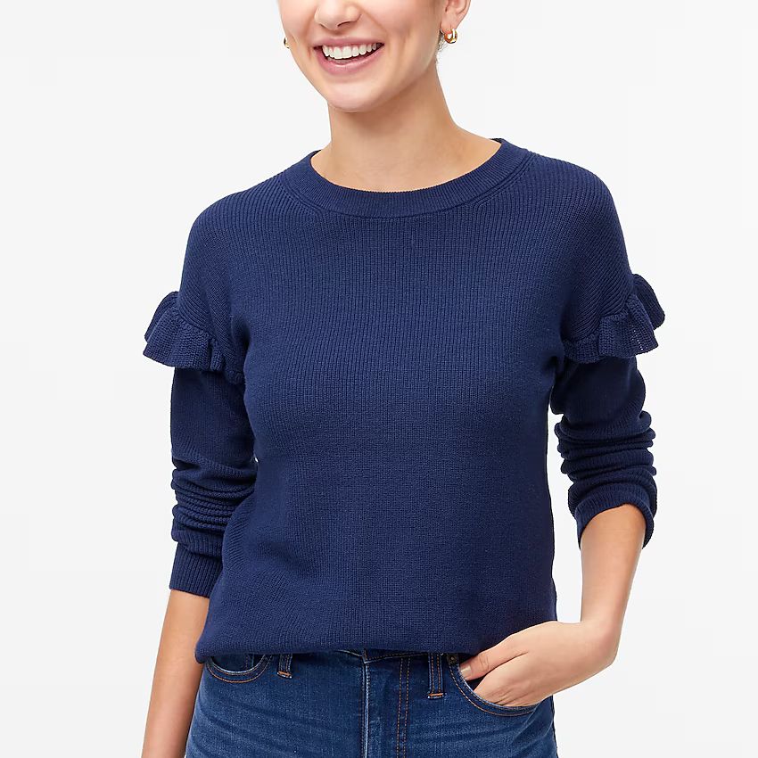 Cotton ruffle-sleeve sweater | J.Crew Factory