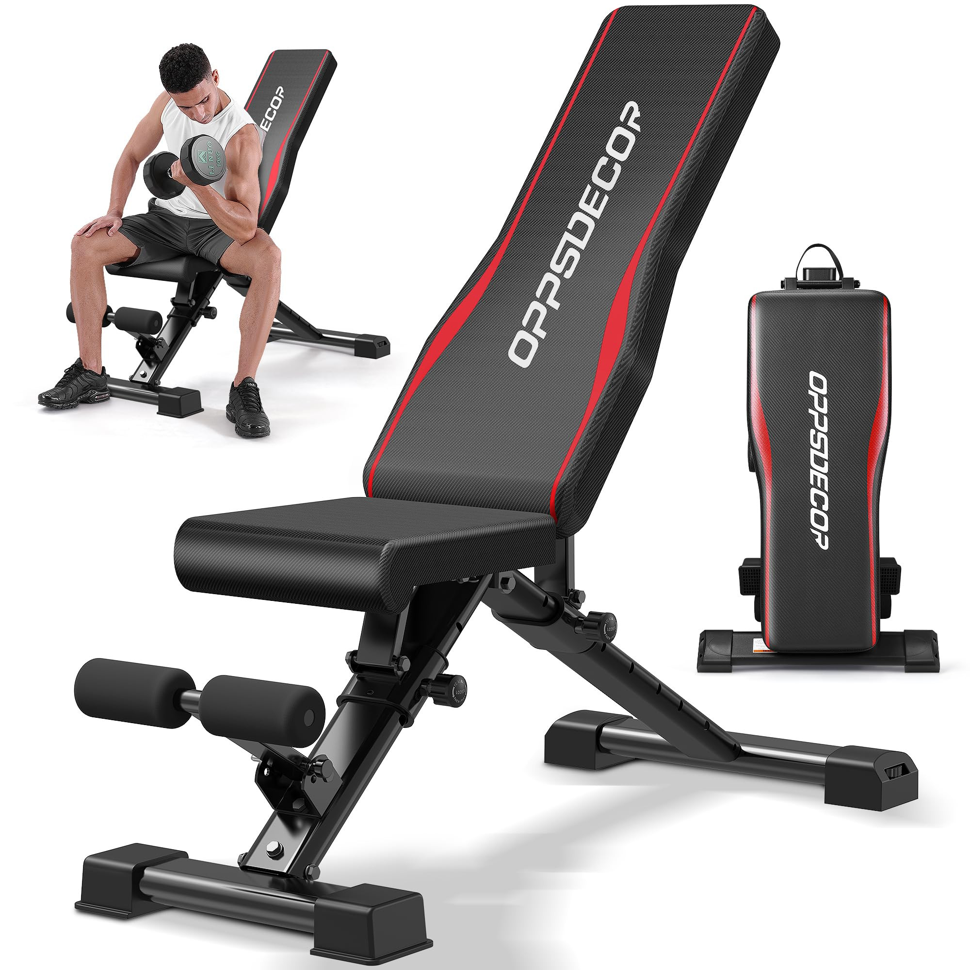 OPPSDECOR Adjustable Weight Bench, Easy Assembly Fast Folding Workout Bench, Space Saving Weight ... | Amazon (US)