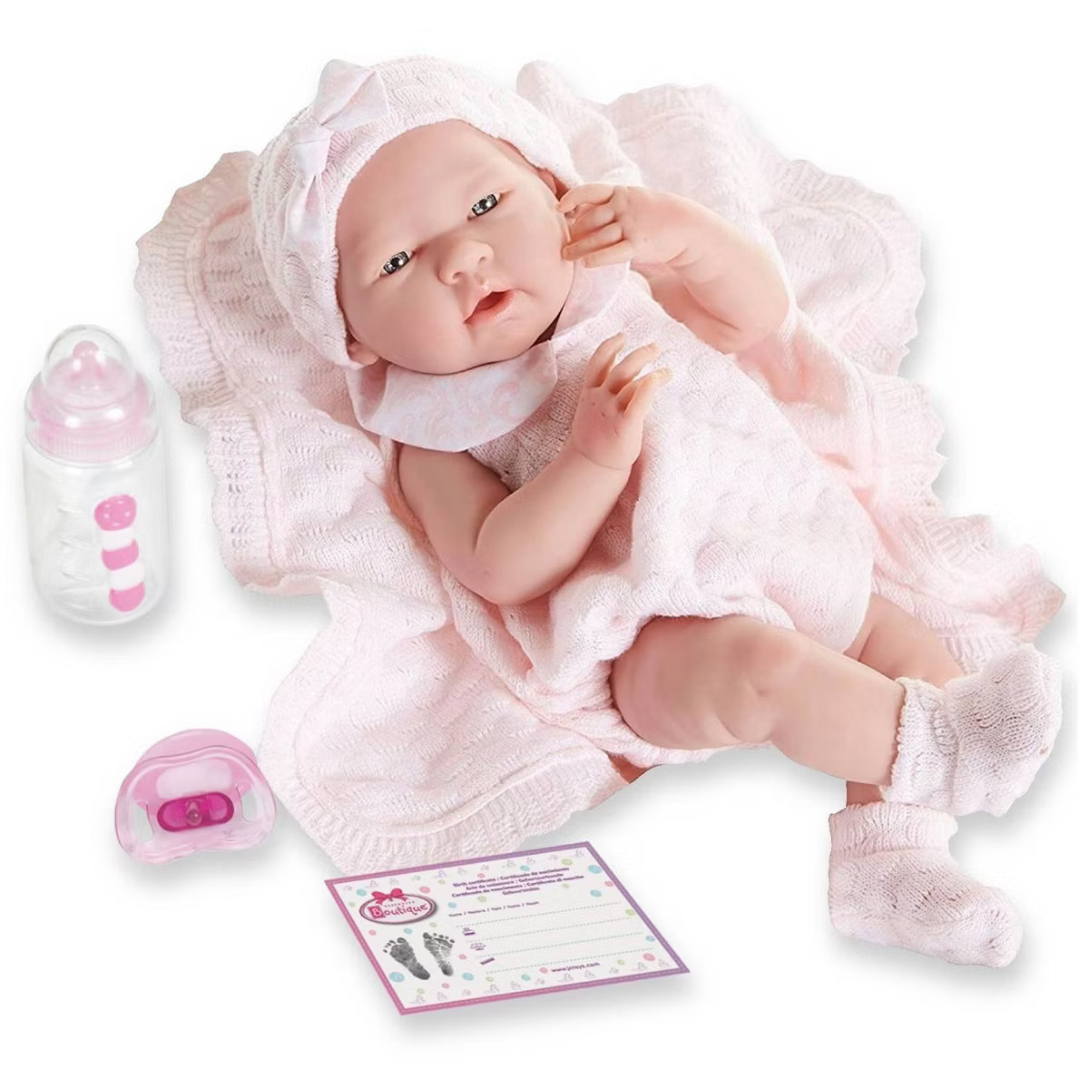 JC Toys La Newborn 15" Girl Doll - Pretty in Pink Knit Blanket Set | Target