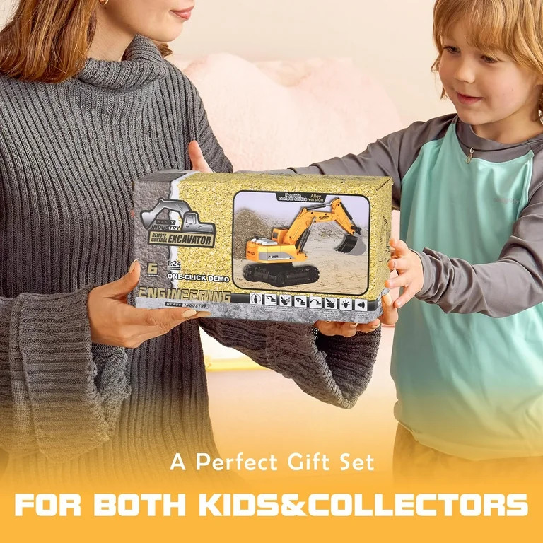 Remote Control Excavator for Kids, 2.4Ghz 6 Channel RC Truck Excavator Construction Vehicle Toy w... | Walmart (US)