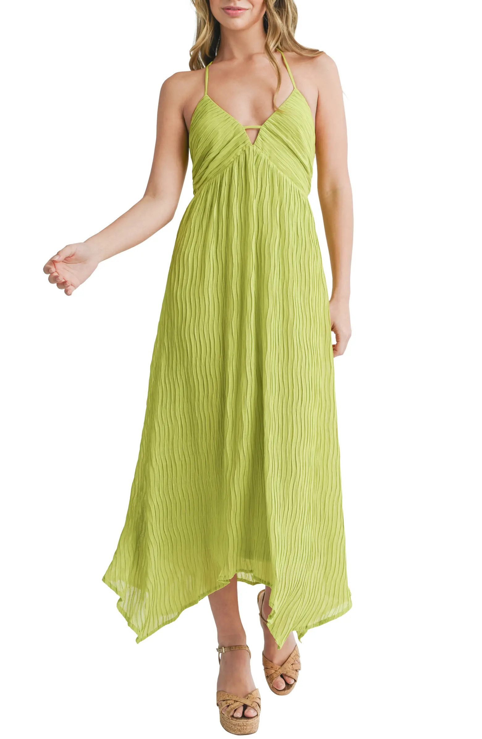 Mila Mae Textured Asymmetric Hem Halter Dress | Nordstrom | Nordstrom