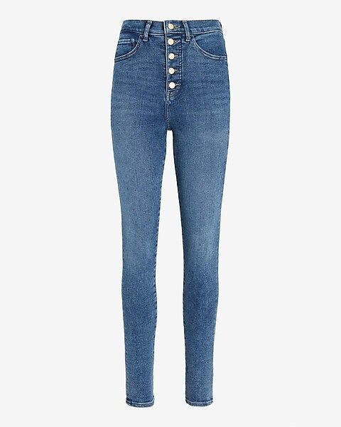 Super High Waisted Medium Wash Button Fly Skinny Jeans$66.00 marked down from $88.00$88.00 $66.00... | Express