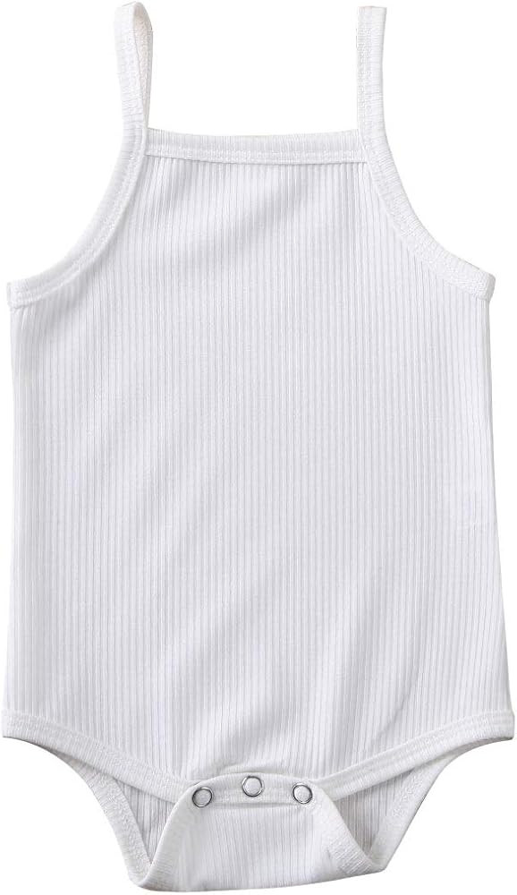 Seyurigaoka Newborn Unisex Baby Solid Bodysuit Basic Plain Rib Stitch Long Sleeve Romper Clothes for | Amazon (US)