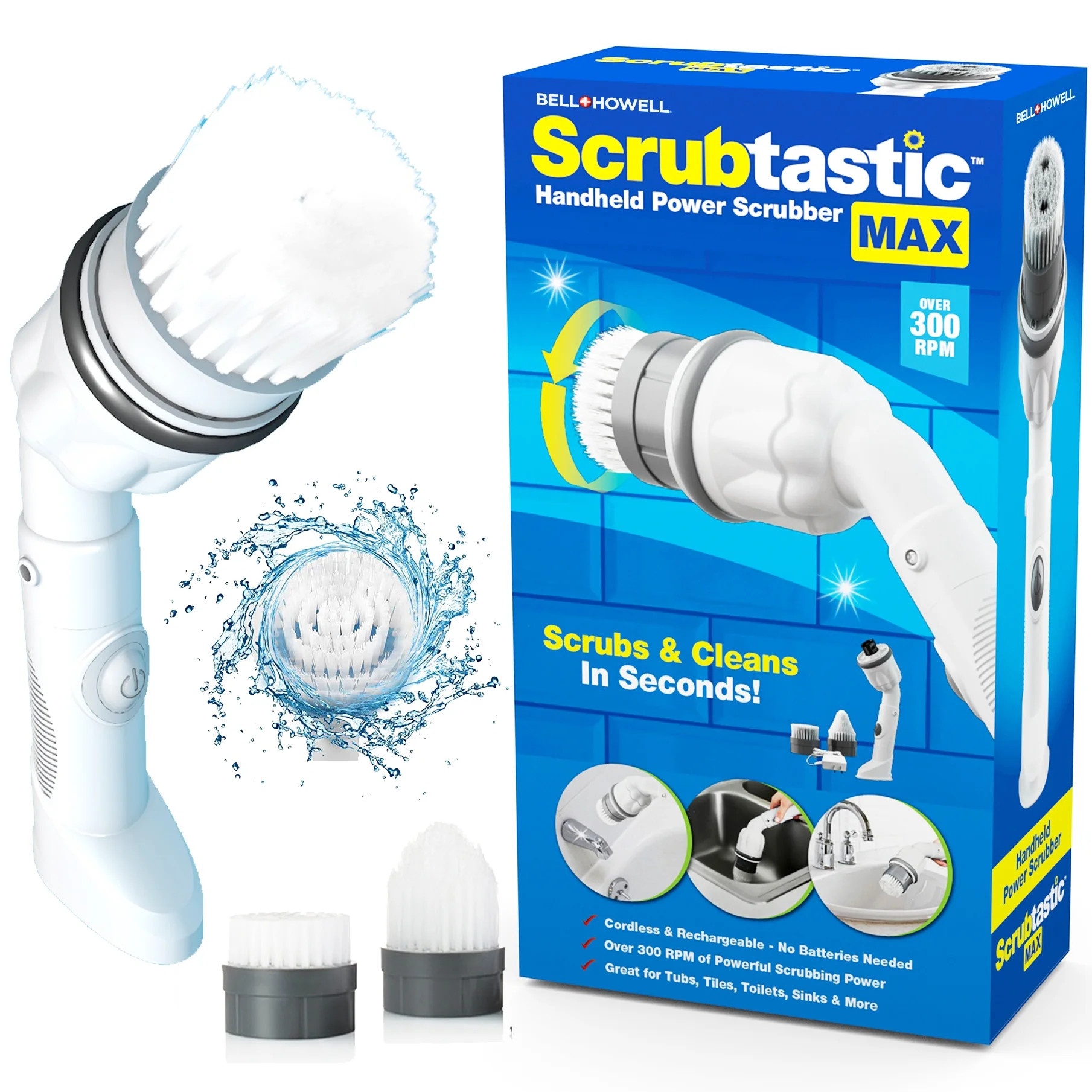 Bell+Howell Scrubtastic Max Spin Scrubber Rechargeable Spin Scrubber Multipurpose Cordless Power ... | Walmart (US)