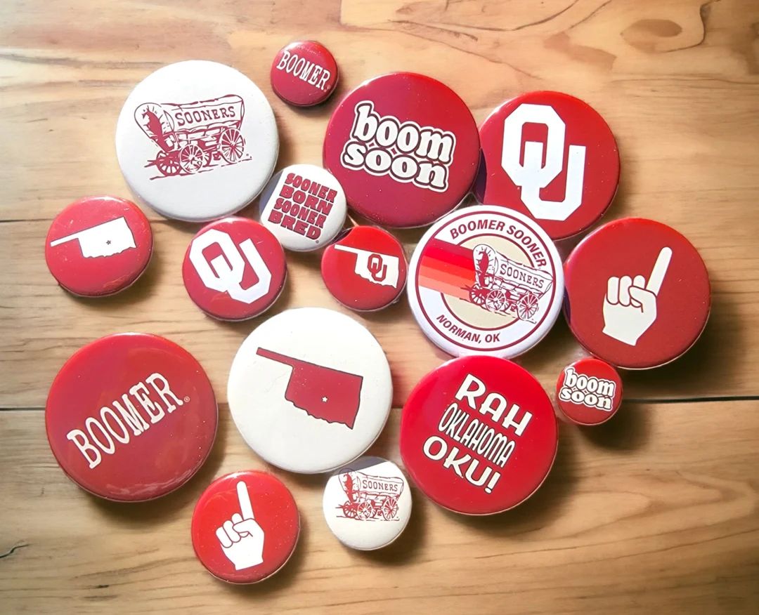 OU Sooners Pinback Buttons - Officially Licensed - Boomer Sooner | Go OU | University of Oklahoma... | Etsy (US)
