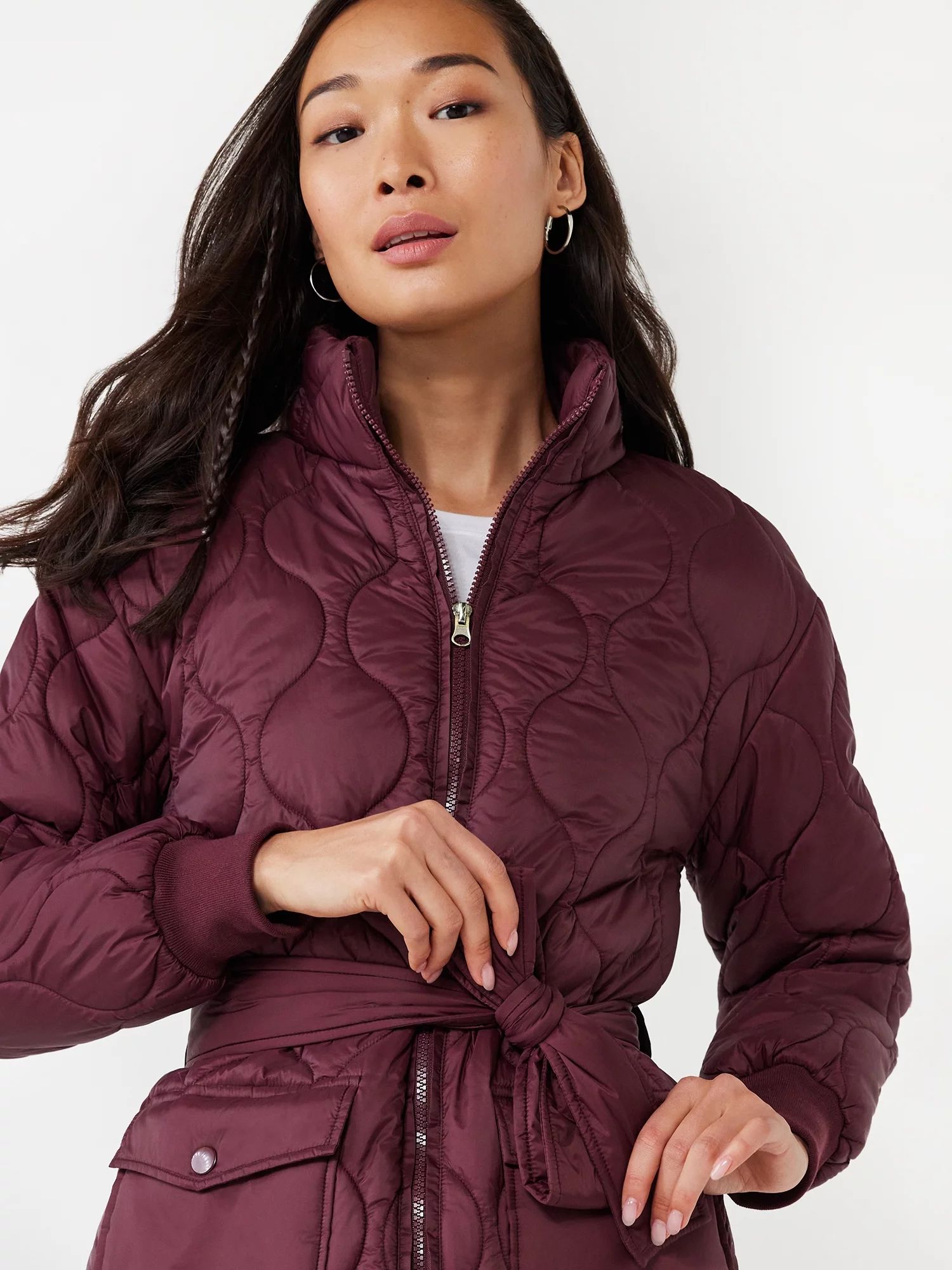 Time and Tru Women's Onion Quilted Barn Coat with Belt | Walmart (US)
