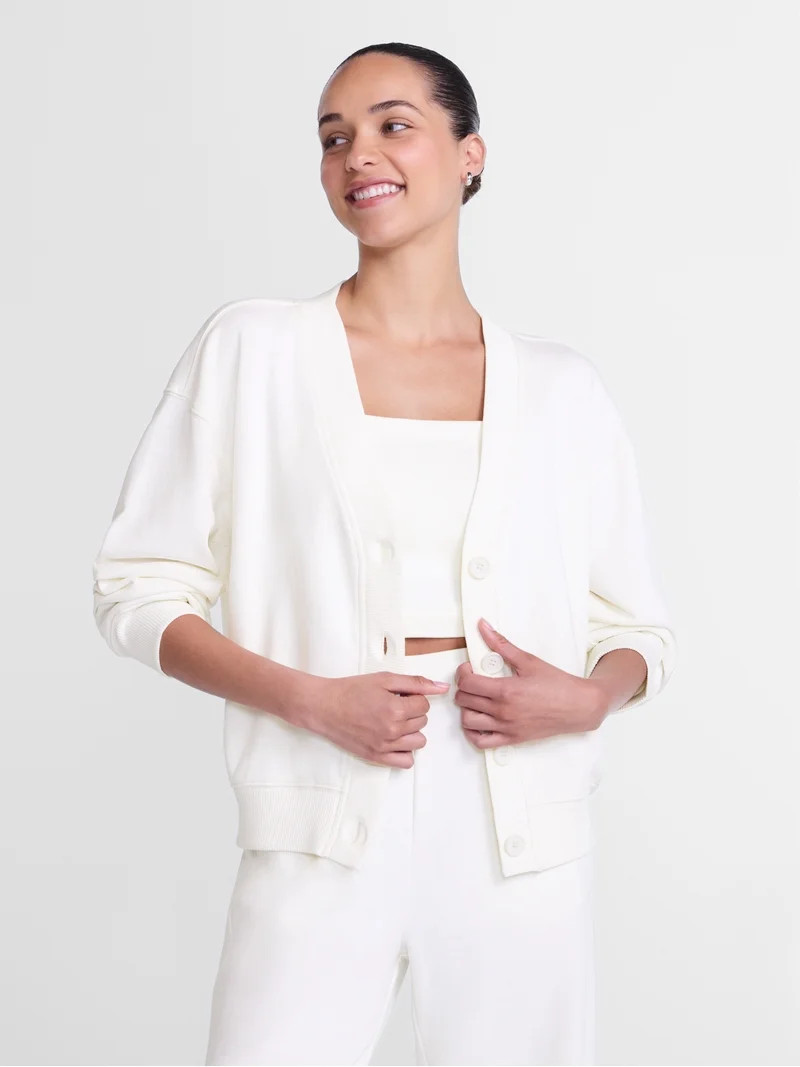 Athletic Works Women's and Women's French Terry Cardigan with Long Sleeves, Sizes XS-4X | Walmart (US)