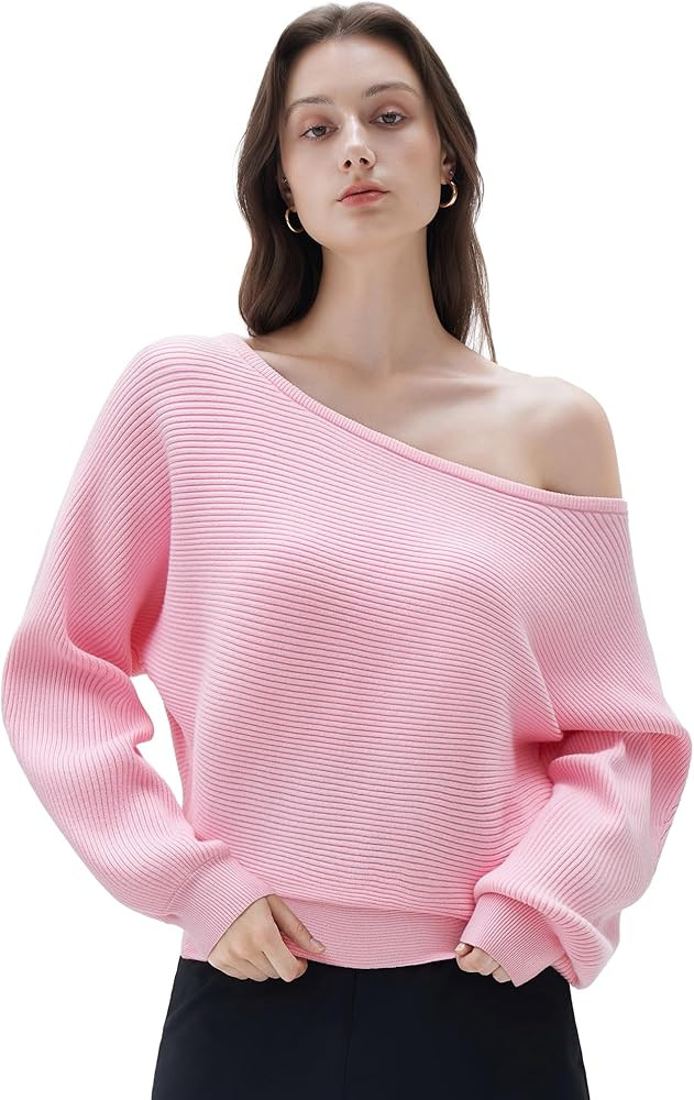 SUUKSESS Women Cashmere Oversized Off Shoulder Pullover Sweaters Boat Neck Long Sleeve Knit Jumpe... | Amazon (US)