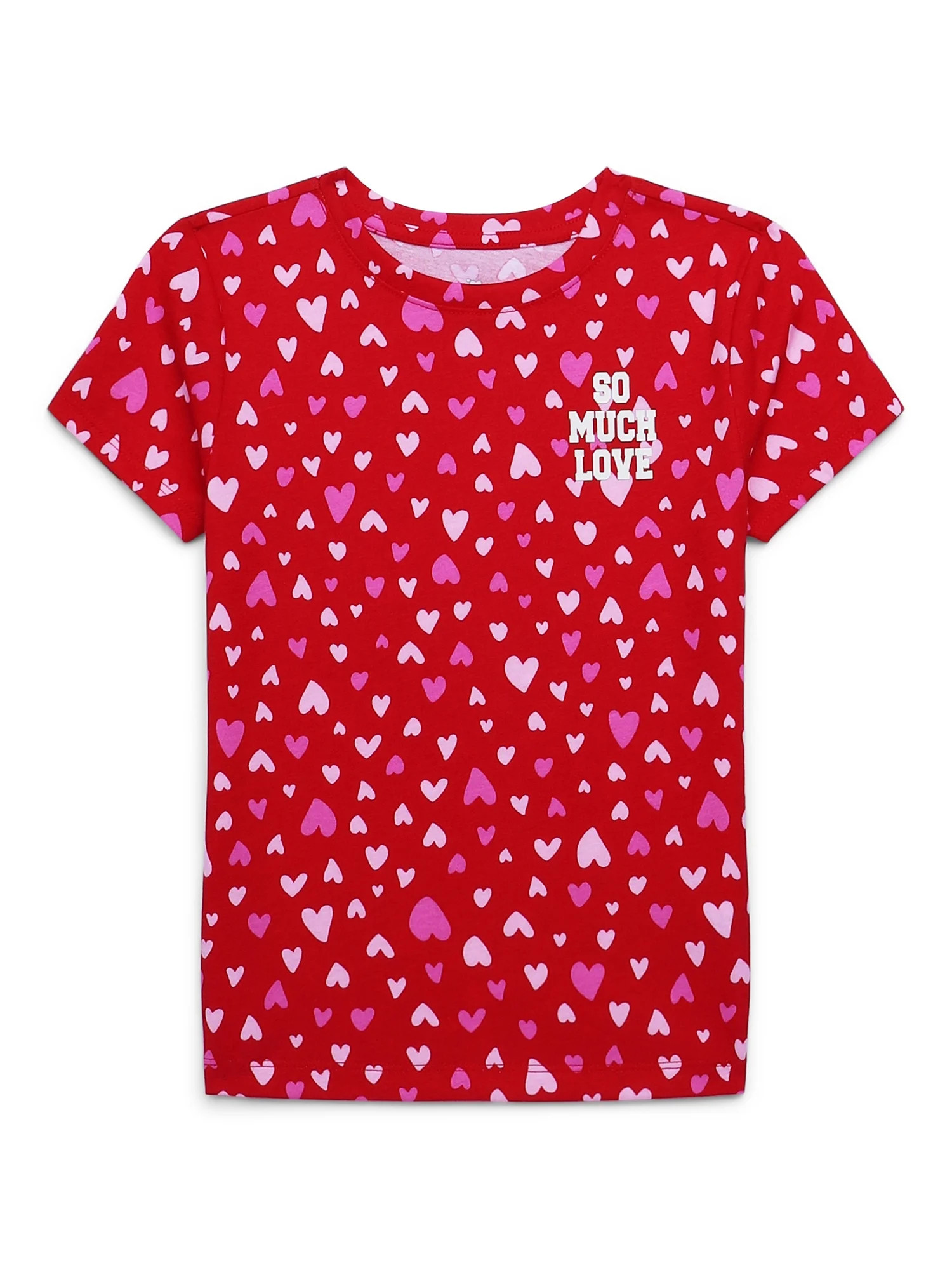 Way to Celebrate Girls Valentine's Day Short Sleeve T-Shirt, Sizes 4-18 | Walmart (US)