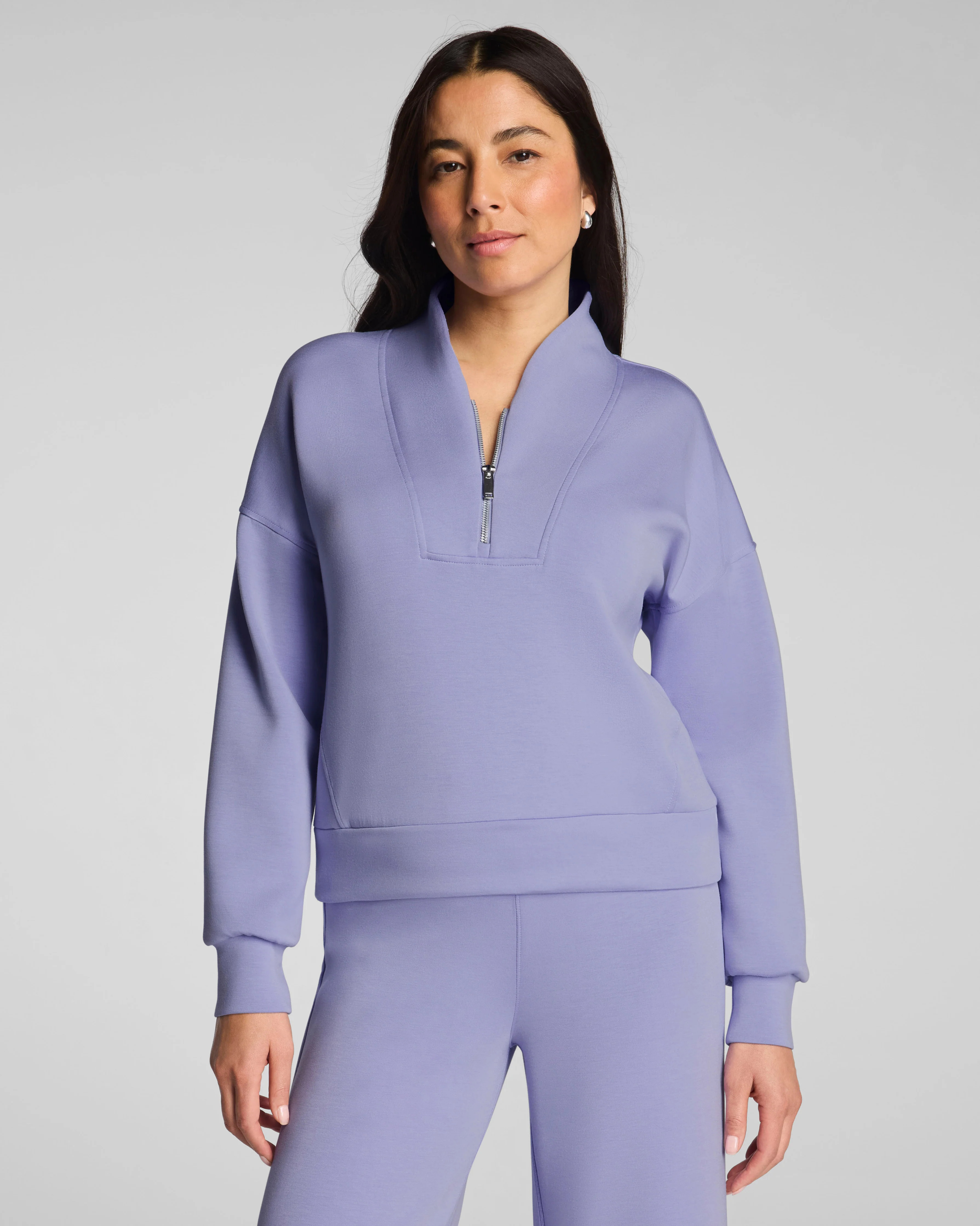 Spanx Women's SPANX AirEssentials Shawl Collar Half Zip Top in Anemone | Spanx